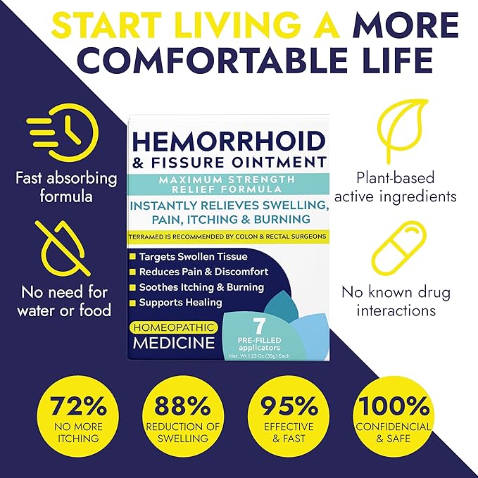 Hemorrhoid Treatment | Hemorrhoid Ointment | Hemorrhoid & Fissure Ointment | 7 Pre-Filled Applicators | Fast & Effective Relief | Reduces Swelling, Itching & Discomfort | Advanced Formula