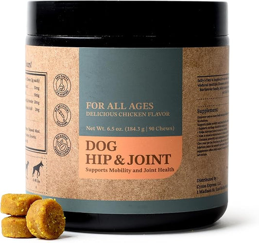 Selly’s Den Hip & Joint Support for Dogs – Chicken Flavor Soft Chew Supplement – Glucosamine, Chondroitin & MSM for Mobility & Joint Health – Made in USA – 90 Count, 6.5 Oz