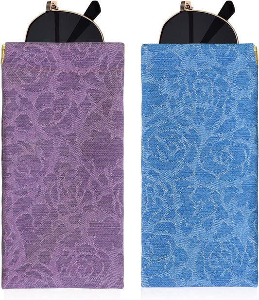 Double Eyeglass Case Soft Dual Glasses Case for Women Men Travel Squeeze Top Sunglasses Cases Eyeglasses Pouch