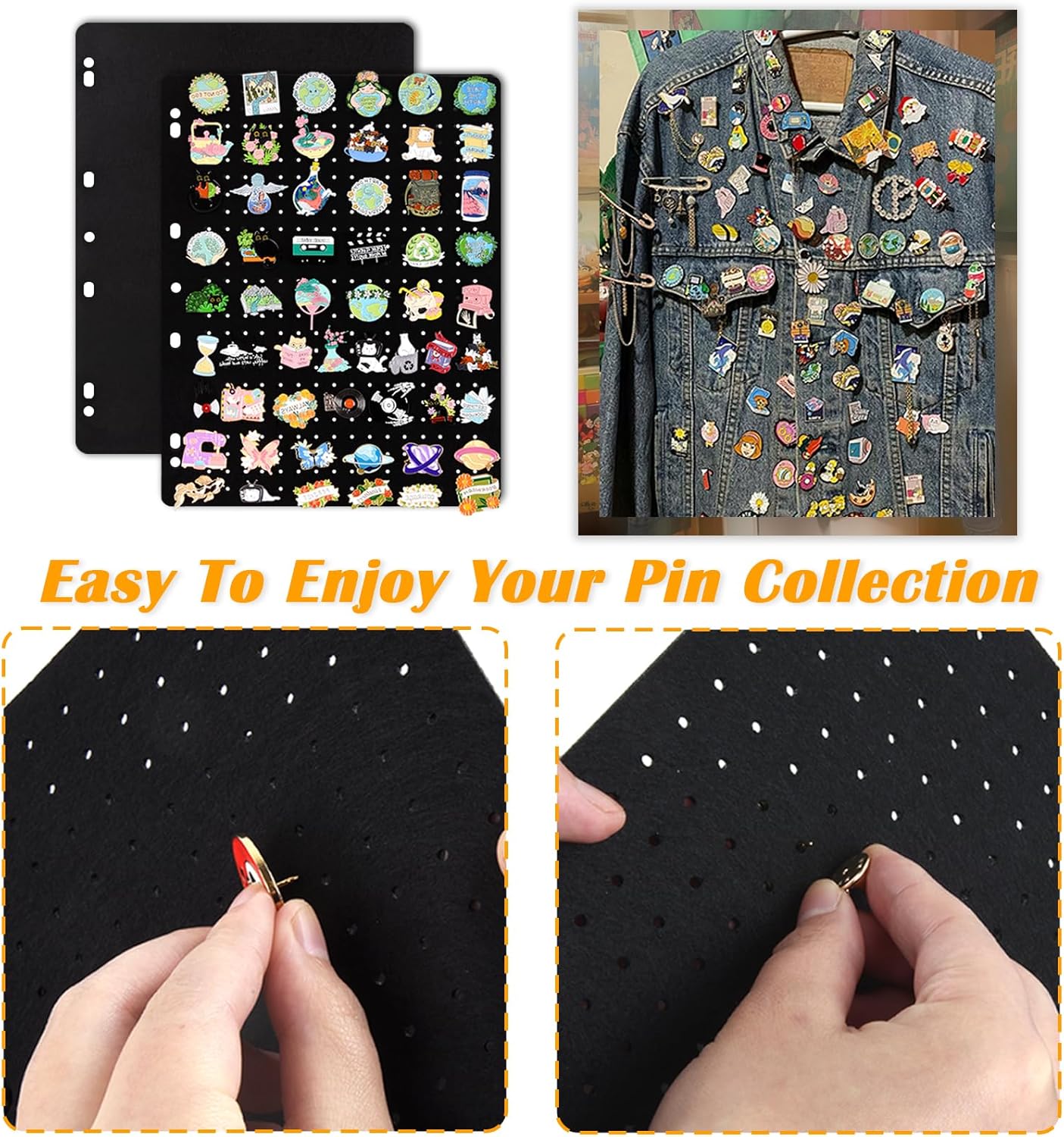 Enamel Pin Display Pages,Creative Pin Collection with 8 Flip-Pages,Fit in Any 3-Ring or 4-Ring Binder,Designed to Easily Trade & Display Enamel Pins (Pins Not Included)