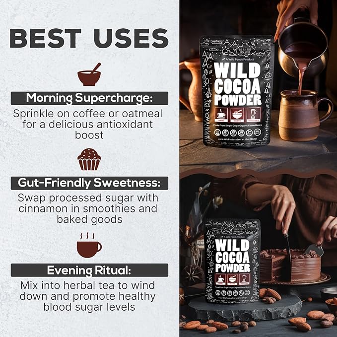 Raw Organic Cacao Powder, Handcrafted, Single-Origin, Fair Trade, Non-Alkalized Cocoa from Peru (24 ounce)