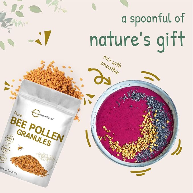 Micro Ingredients Pure Bee Pollen Granules, 2 lb | Fresh Harvest, Raw & Natural Superfood | Rich in B Vitamins, Minerals, Protein & Antioxidants | Keto, Non-GMO