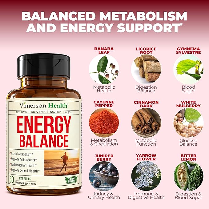 Vanadium with Chromium - Chromium Vanadium Supplement for Caffeine Free Energy and Metabolism Support. With Alpha Lipoic Acid, Cinnamon, Banaba Leaf & Bitter Melon Fruit. Non-GMO. Vegan. 60 Capsules