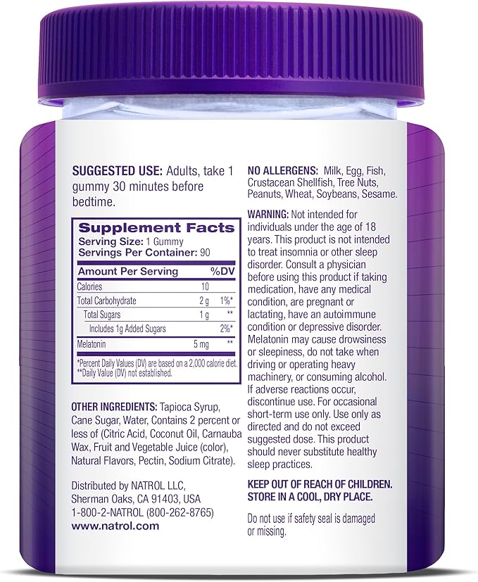 Natrol Melatonin Gummies, Sleep Support, 90 Strawberry-Flavored Adult Melatonin Gummies, 5 mg Sleep Aids for Adults