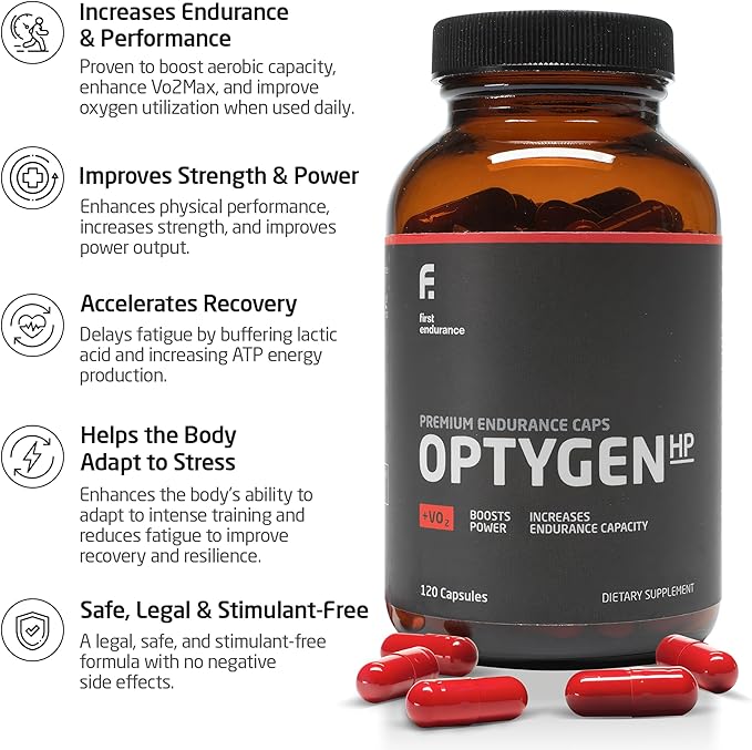 FIRST ENDURANCE OptygenHP - Premium Endurance Supplement | Boost Power | Increase Performance and Endurance | Improves Oxygen Utilization| 120 Capsules