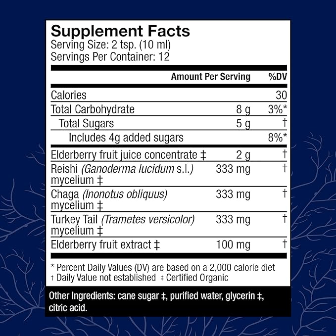 Host Defense Elderberry Plus Syrup - Immune, Respiratory & Lung Support Supplement* - Liquid Mushroom Supplement with Turkey Tail, Reishi, Agarikon & Chaga* - 4 fl oz (12 Servings)