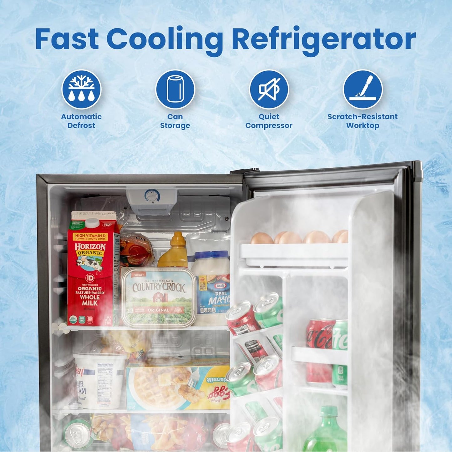 roomwell Mini Fridge counter top | Compact All Refrigerator without Freezer | Lownoise | Ideal for Hotel, Office, Kitchen, Bedroom, Bar etc. |Estar rated in Black (Size- 4.4 cu.ft)