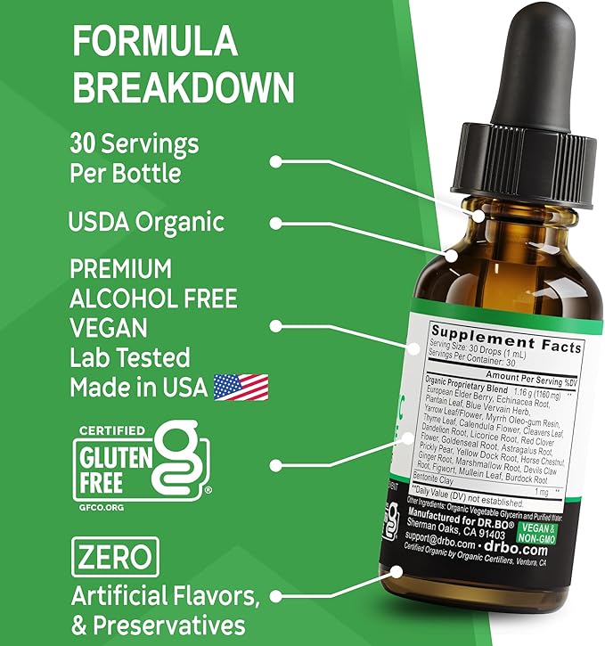 Lymphatic Drainage Supplements Drops - Organic Lymphatic Support Liquid Drops Cleanse with Echinacea, Lymph System Support Supplement, Lymph Node Detox Cleanse System Drainage - 1oz Non-GMO Organics