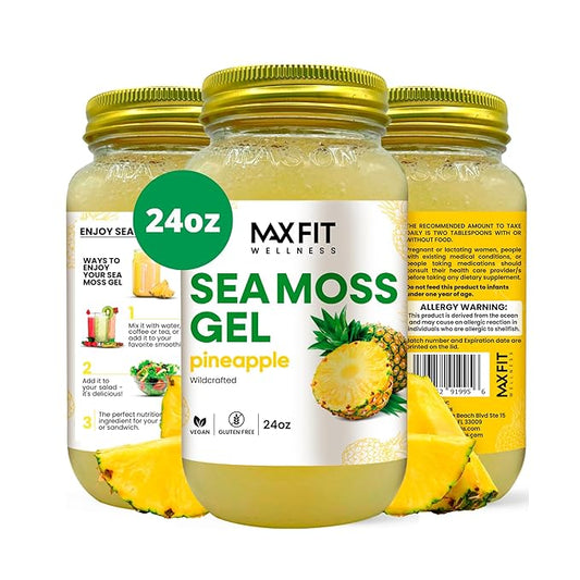 Sea Moss Gel Raw (12 Flavors) 24oz Wildсrafted Gold Sea Moss Gel from Saint Lucia | 92 Vitamins and Minerals | Pure Raw+Non-GMO | Vegan Superfood