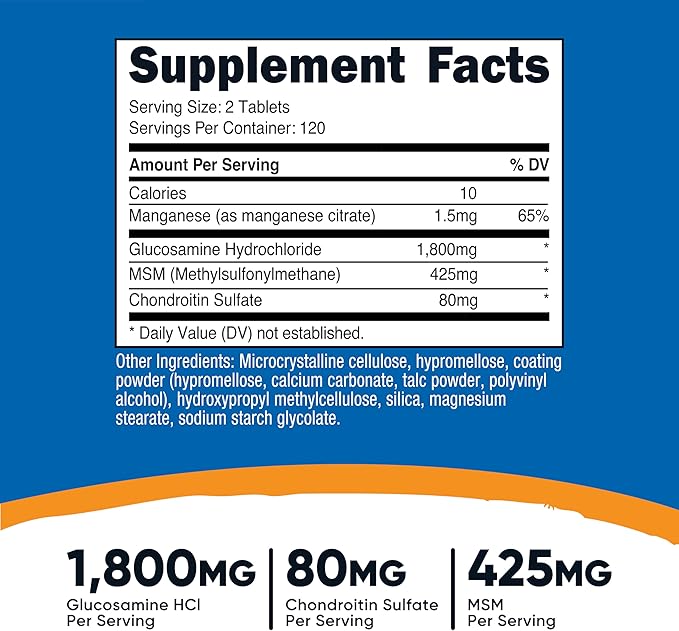 Nutricost Glucosamine 1800mg with Chondroitin & MSM, 240 Tablets, 120 Servings - Non-GMO, Gluten Free