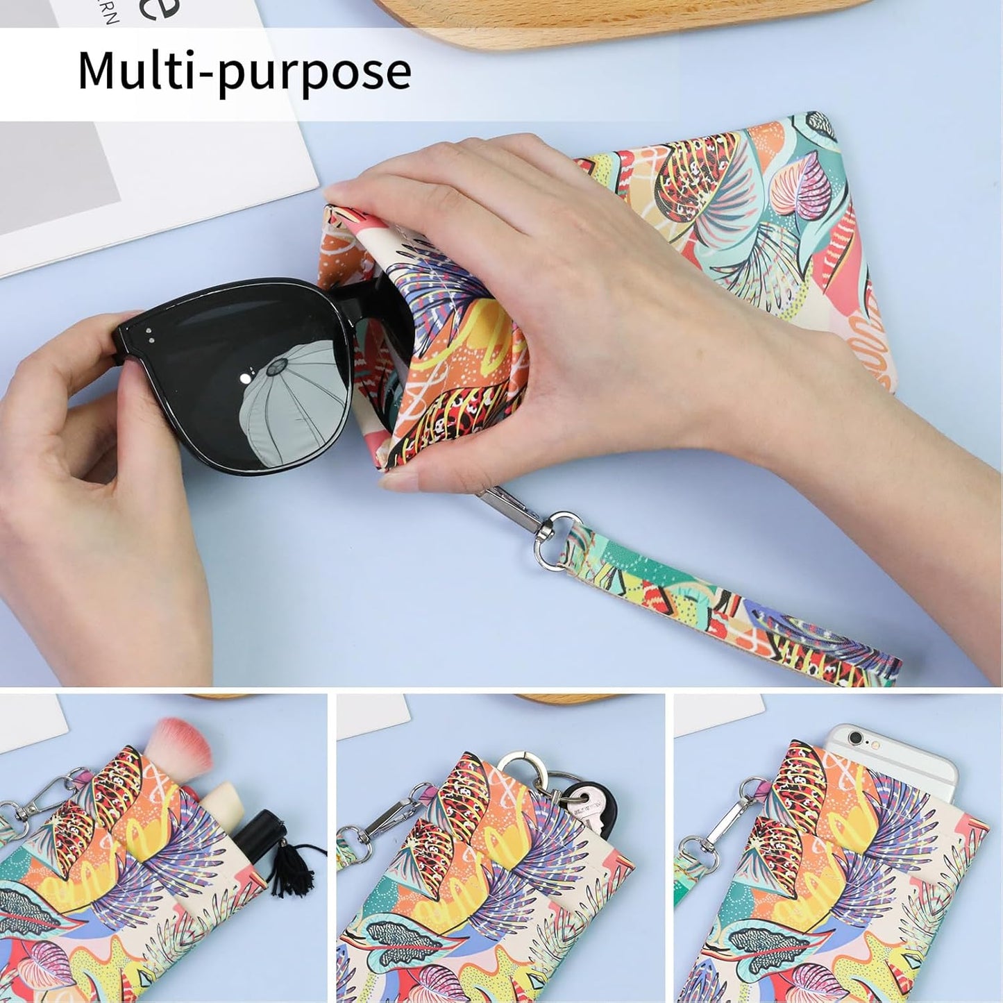 Double Eyeglass Case Soft Dual Glasses Case for Women Men Travel Squeeze Top Sunglasses Cases Eyeglasses Pouch