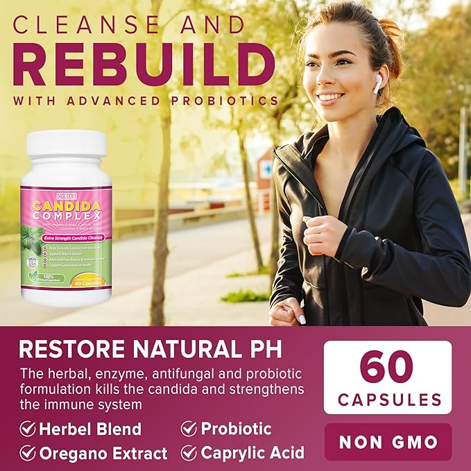 Candida Complex | Boost Your Immune System | All Natural Gut Cleanse with Herbs, Antifungals, Enzymes and Probiotics | Eliminates Candida | Prevents Reoccurrence