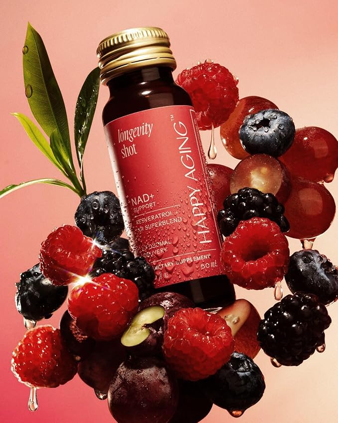 Liquid NAD+ Longevity Shots | Liposomal Nicotinamide Riboside and Resveratrol with Ceramides & Antioxidants | Twice-a-Week | Firm Skin & Brain Health| NMN Alternative | 15-Week Supply