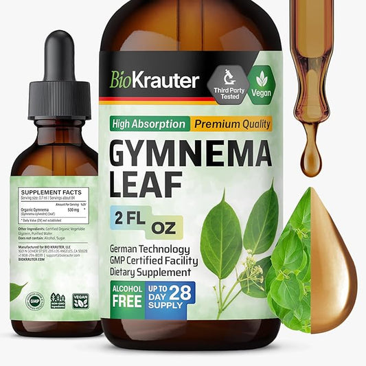 BIO KRAUTER Gymnema Sylvestre Extract Drops - Alcohol and Sugar Free - Vegan Gymnema Leaf Extract 2 Fl.Oz.