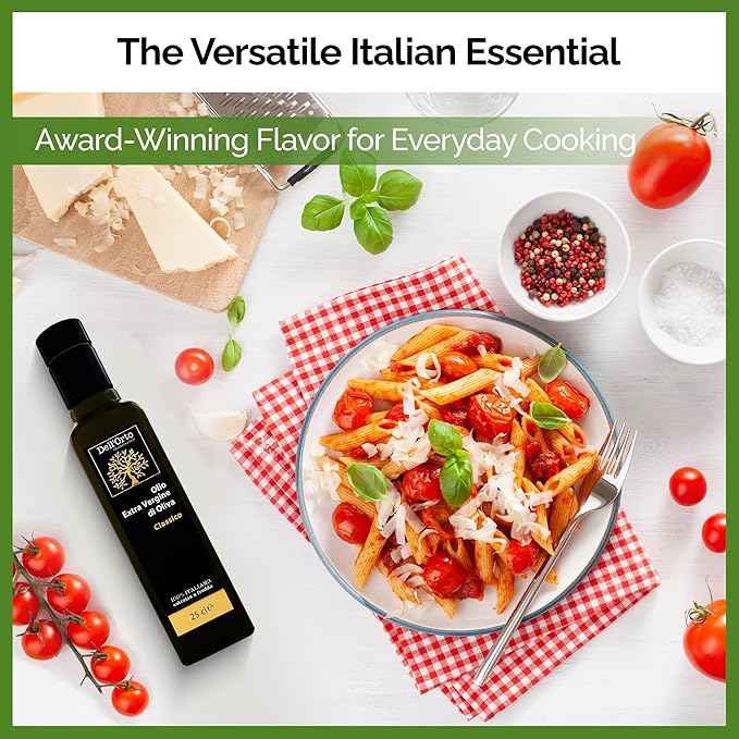 Dell'Orto Classic Ultra Premium Extra Virgin Olive Oil (750ml) | Award-Winning, First Cold Pressed | Low Acidity, Polyphenol Rich Olive Oil | Harvest Date, Campania Family Estate | 25.4 Fl Oz