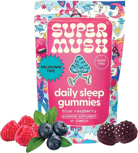 Sleep Gummies for Adults - Mushroom Supplement with Magnesium Citrate, L-Theanine, Chaga, Reishi & Chamomile for Deep Sleep, REM & Detox - Vegan & Sugar-Free - 60 Gummies (30 Servings)