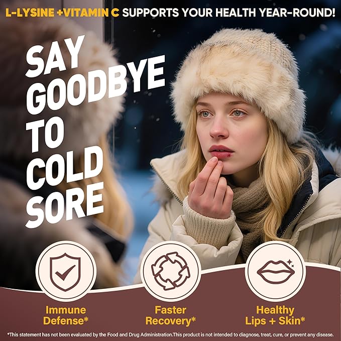 L-Lysine 1000mg/500mg Cold Sore Gummies for Adults & Kids 9+ | w/Vitamin D3, K2, C, Zinc & Magnesium | Chewable Lysine Gummy Amino Acid Supplements for Lips, Immune & Bone Health, Sugar Free, 120Cts