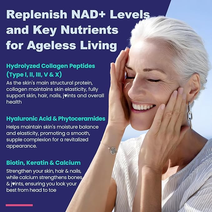 Nicotinamide 500mg Gummies, NAD+ Supplement for Women & Men w/Collagen Peptides, (Flush Free Niacin) Vitamin B3 Niacinamide for Anti-Aging, NAD+ Levels, Longevity, Focus & Brain, Sugar Free, 60Cts