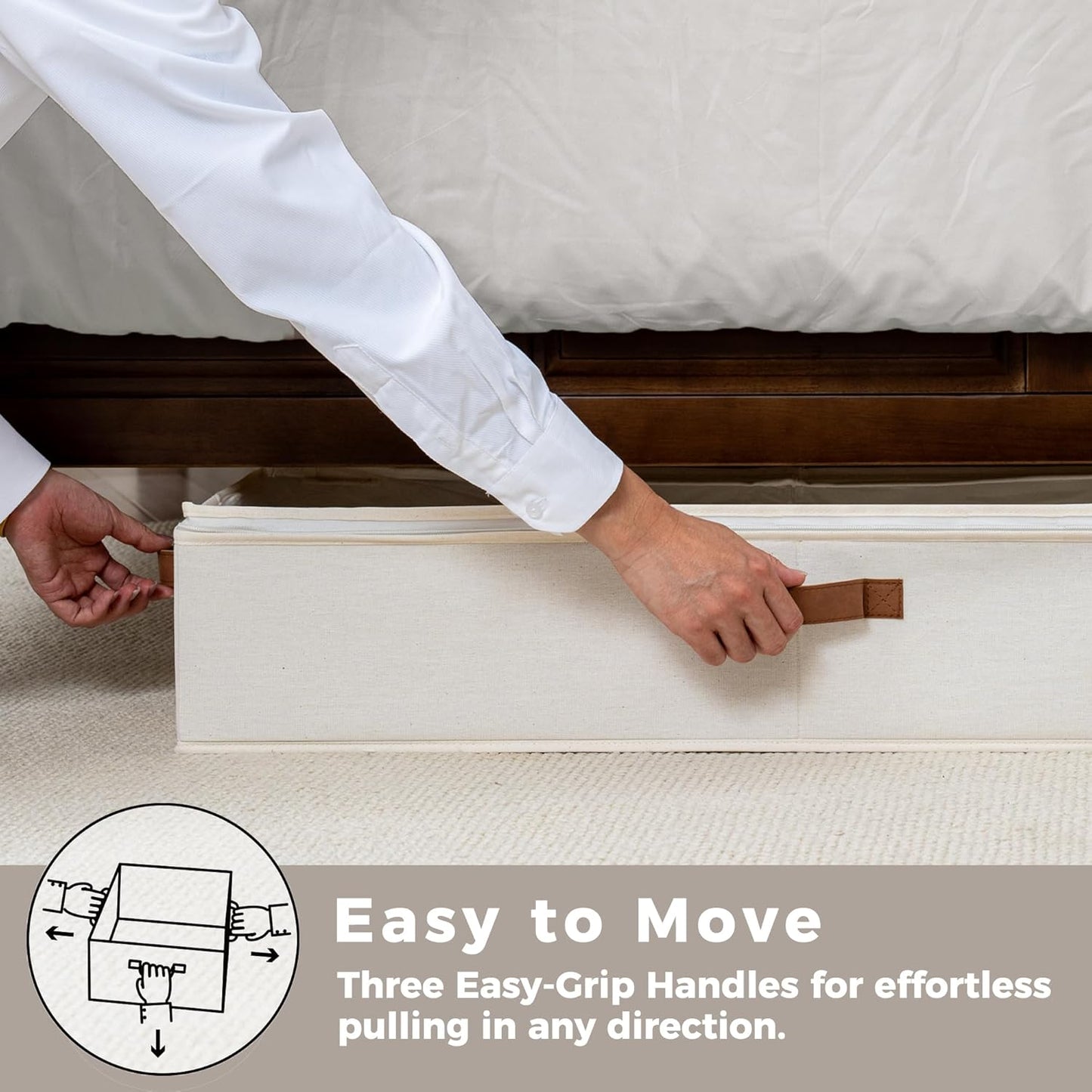 StorageWorks Large Under Bed Storage Containers with Handles and Label Holder, 2 Pack Ultra-thick Fabric Underbed Bins, Closet Organizer for Clothes, Blankets, Sweater