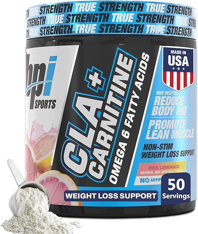 BPI Sports CLA+Carnitine – CLA L Carnitine & Linoleic Acid – L Carnitine Supplement for Weight Loss, Metabolism & Lean Muscle – Caffeine Free – Pink Lemonade – 50 Servings – 12.34 oz