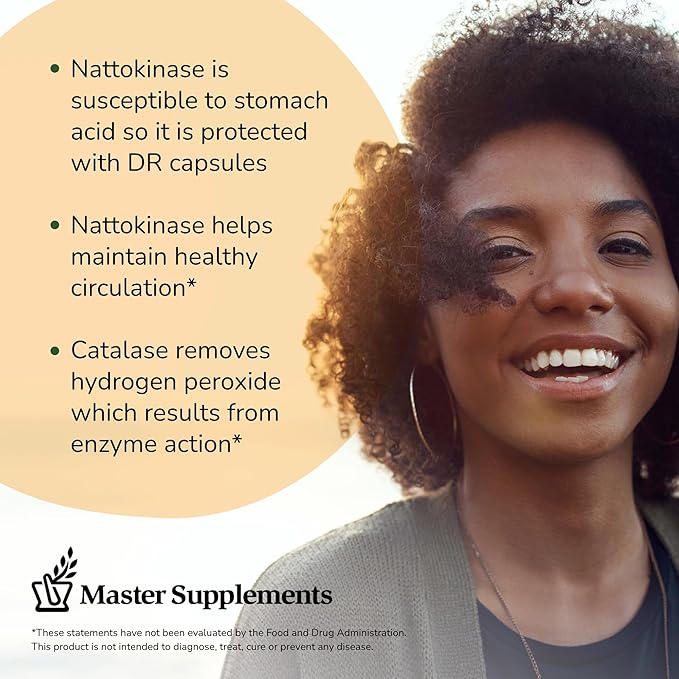 Master Supplements NattoStim - 30 Delayed Release Vegetable Capsules - Circulatory & Immune Support - Vegan, Gluten Free - 30 Servings
