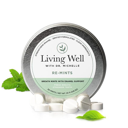 RE-MINTS – Remineralizing Breath Mints with Hydroxyapatite + Xylitol – Fluoride-Free, Dentist-Developed, Enamel Support, Clean Ingredients – 30 Mints