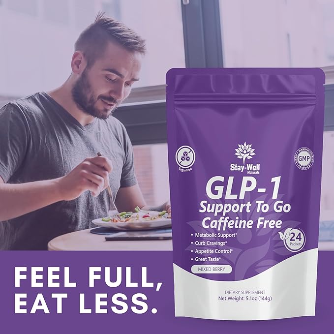GLP-1 Supplement | GLP 1 Booster Drink Mix to Control Appetite and Cravings | Great Tasting Metabolic Support - Yerba Mate, Garcinia Cambogia, Berberine [Caffeine Free – Mixed Berry]
