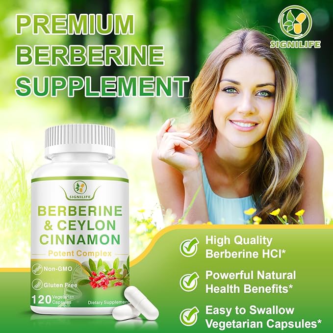Berberine with Ceylon Cinnamon, 1200mg Berberine HCL & MCT Oil for Enhanced Absorption – Supports Immune System & Gut Health, Gluten-Free & Dairy-Free – 240 Capsules