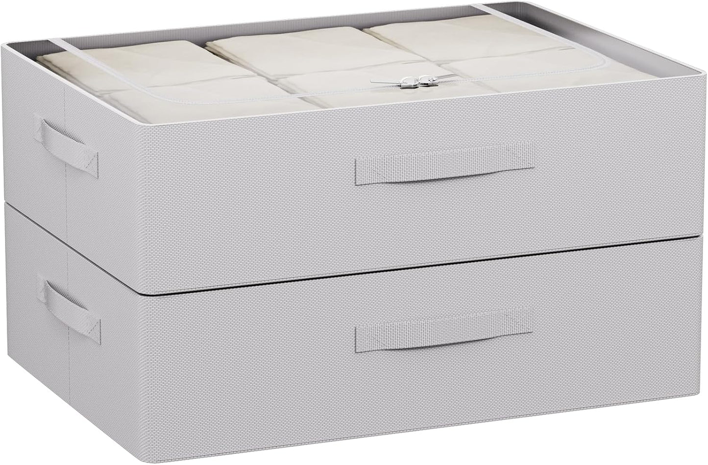 CYhom Under Bed Storage Bins Frame Storage Box Oxford Fabric Sturdy Underbed Container Foldable Stackable Large Capacity Clothes Organizer (Grey, 23.6" x 19.7" x 6.3")