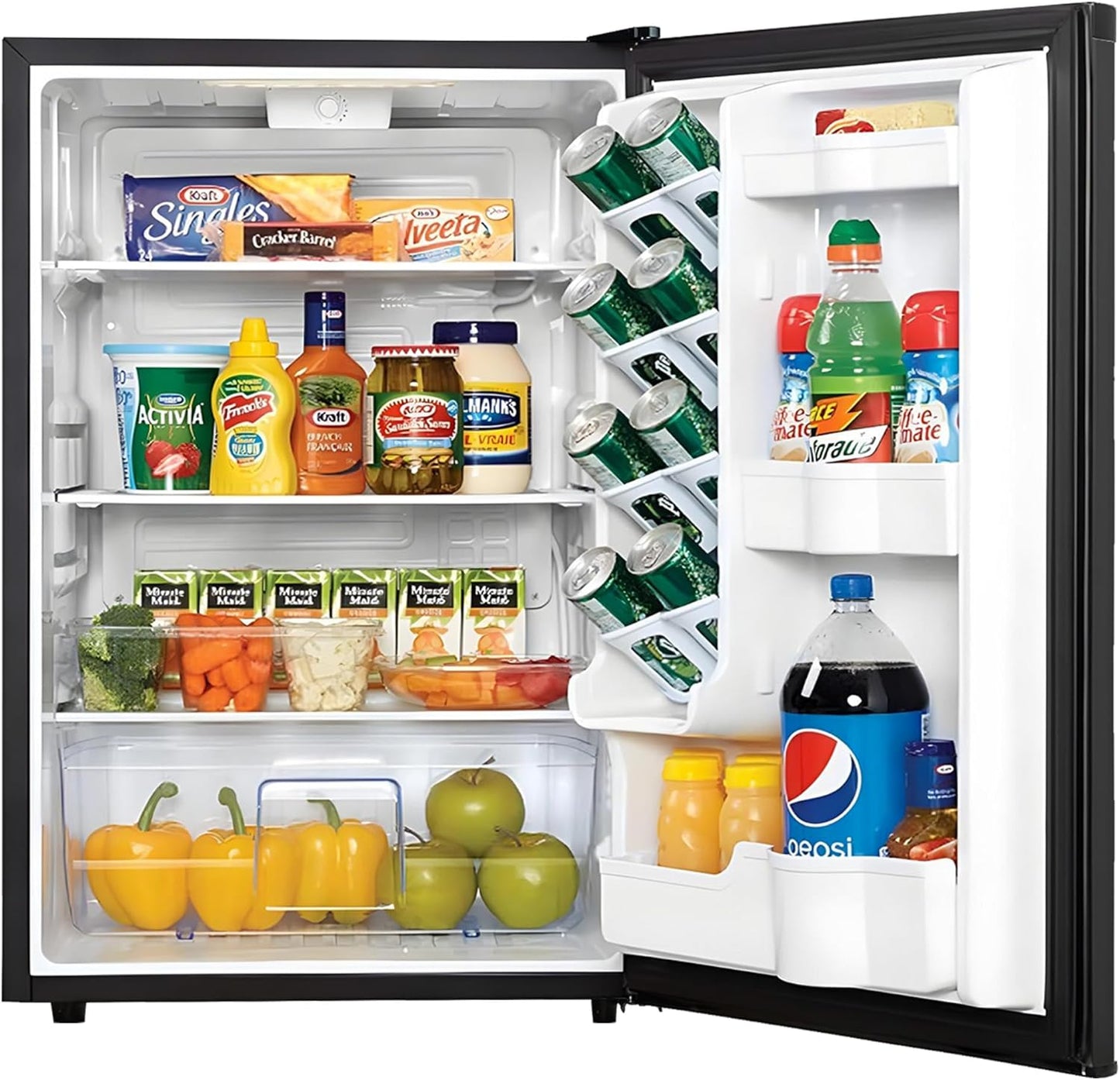 roomwell Mini Fridge counter top | Compact All Refrigerator without Freezer | Lownoise | Ideal for Hotel, Office, Kitchen, Bedroom, Bar etc. |Estar rated in Black (Size- 4.4 cu.ft)