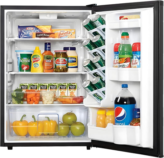 roomwell Mini Fridge counter top | Compact All Refrigerator without Freezer | Lownoise | Ideal for Hotel, Office, Kitchen, Bedroom, Bar etc. |Estar rated in Black (Size- 4.4 cu.ft)