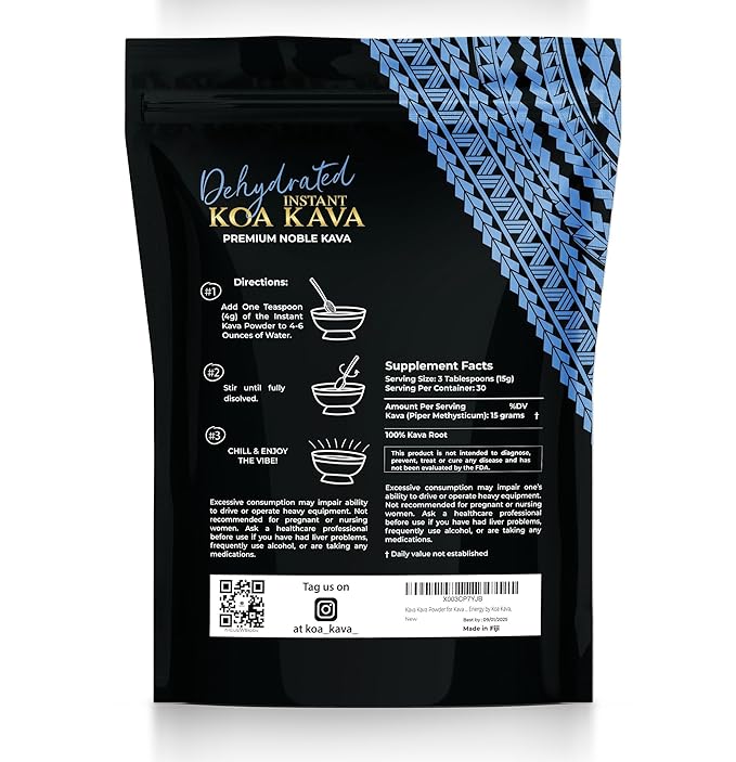 Dehydrated Instant Kava - 100% Dehydrated Instant Green Fijian Kava Root Powder, 4 oz (113g)