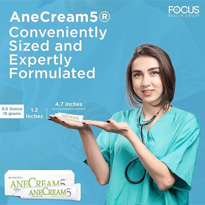 AneCream5-5% Lidocaine Numbing Cream - Maximum OTC Strength, Medical Grade Numbing Cream, Topical Anesthetic Lidocaine for Local & Anorectal Uses, Hemorrhoid Cream (0.5 oz/15 g)
