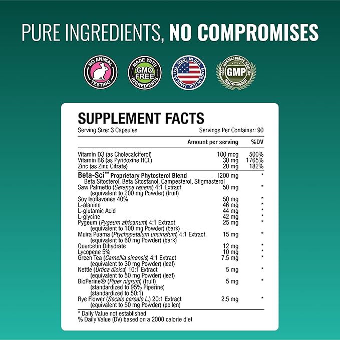 Approved Science Prostarex - Prostate Supplement - Saw Palmetto, 1200mg Beta-Sitosterol, Bioperine - 540 Capsules - 6 Month Supply