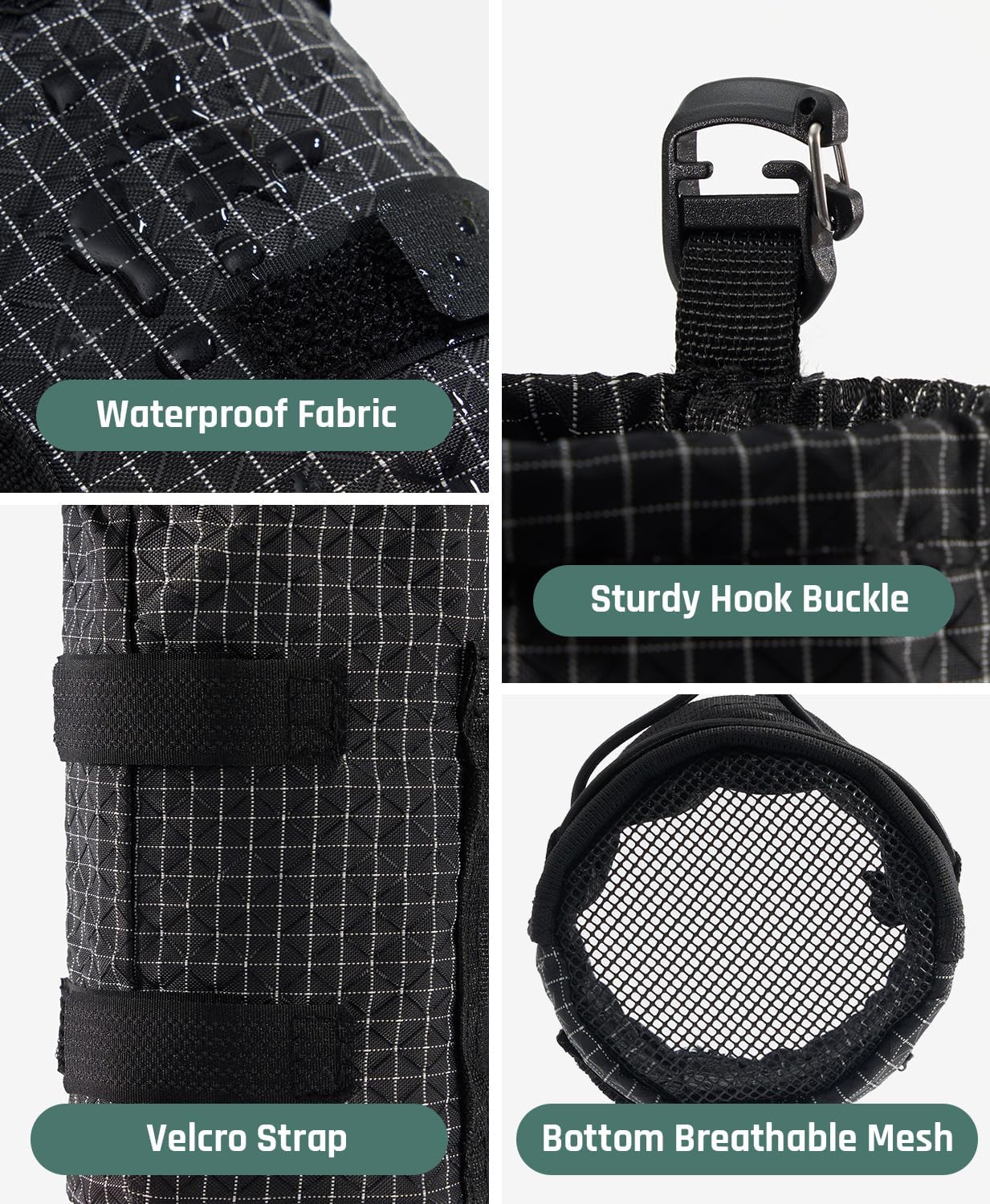 Large Water Bottle Holder Pouch Bag, Backpack Water Bottle Holder Mesh Bag Carrier Fits for 10-48oz Bottles, Heavy-Duty Water Bottles Holder Accessories for Hiking, Sports, Travel, Outdoor