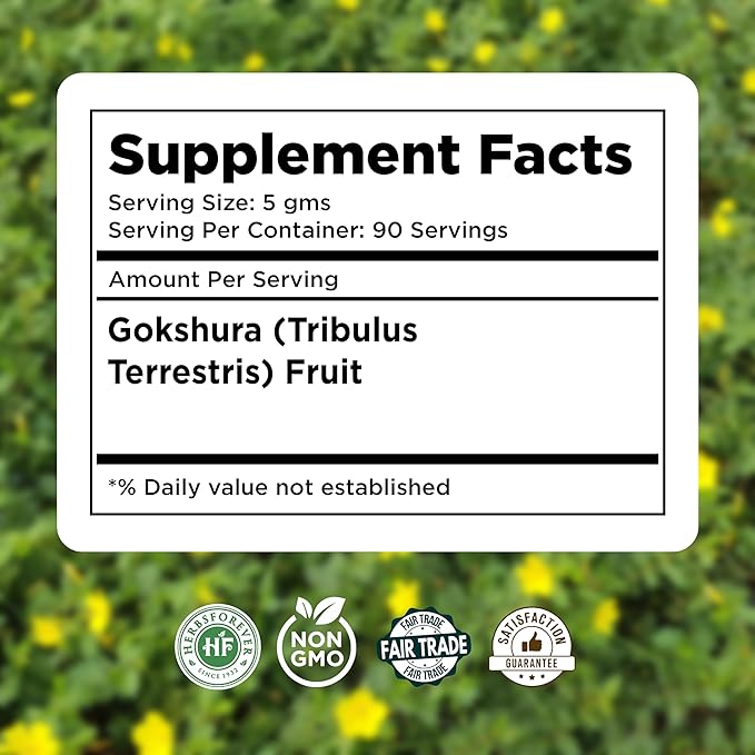 Gokshura Powder | Tribulus Terrestris | Authentic Ayurvedic Herb for Everyday Use | Non-GMO, Vegan, 100% Pure & Natural | 454 GMS Herbal Supplement