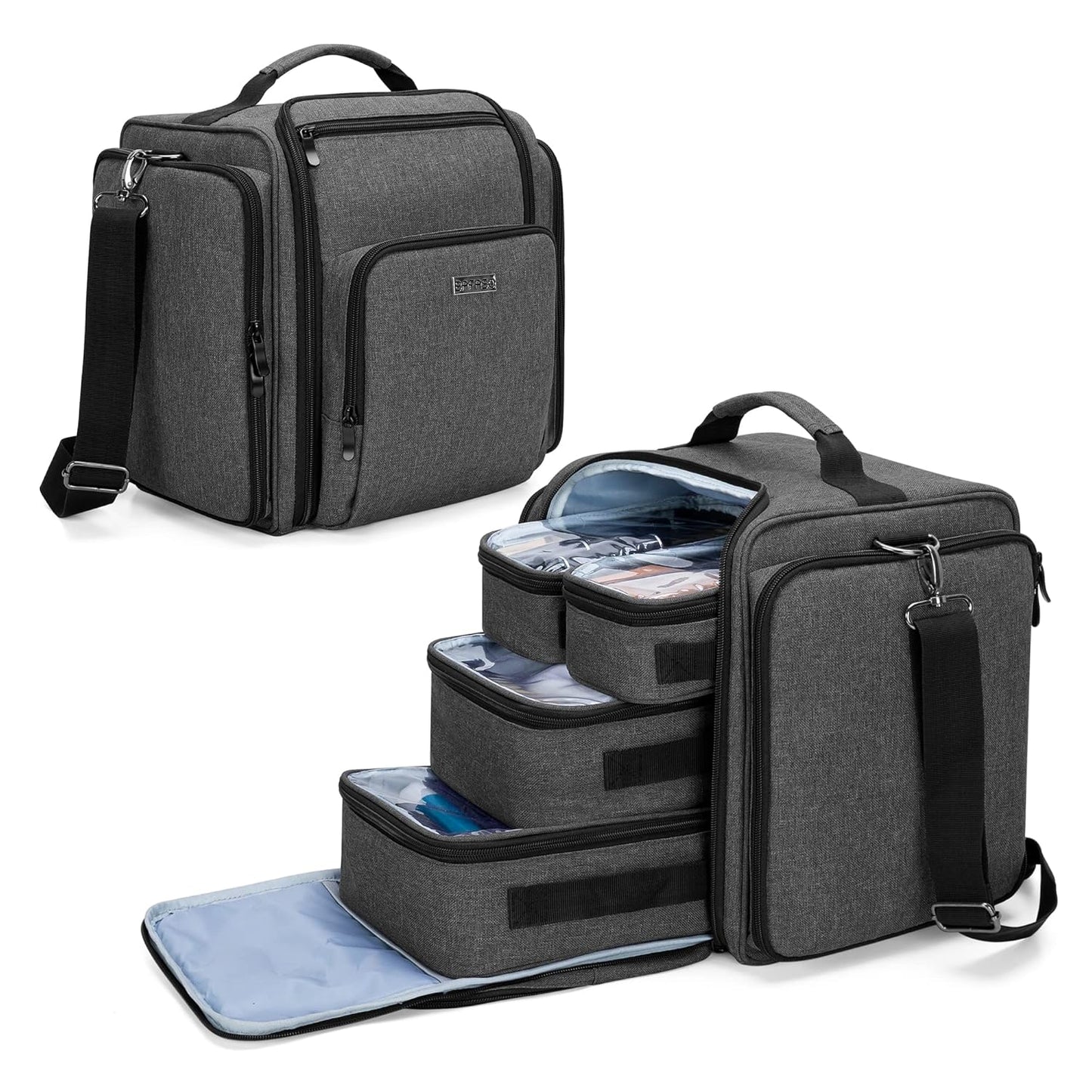 BAFASO Makeup Bag Cosmetic Bag with 4 Inner Removable Pouches, Multifunctional Travel Makeup Case (Patent Pending), Black