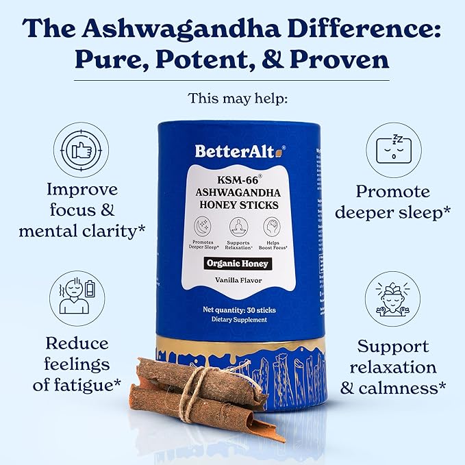 Ashwagandha & Classic Shilajit Honey Sticks| Pure Himalayan Shilajit Organic Multiflora Honey & Saffron|60 Sticks|Energy & Immune Support Supplement