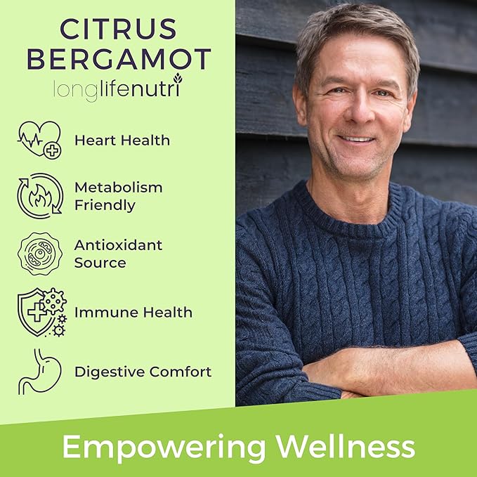 Citrus Bergamot Extract 500mg - 120 Vegetarian Capsules, 40% Polyphenolic Flavanones, 4-Month Supply, Plant-Based Anti-Oxidant, Tested, Made in USA