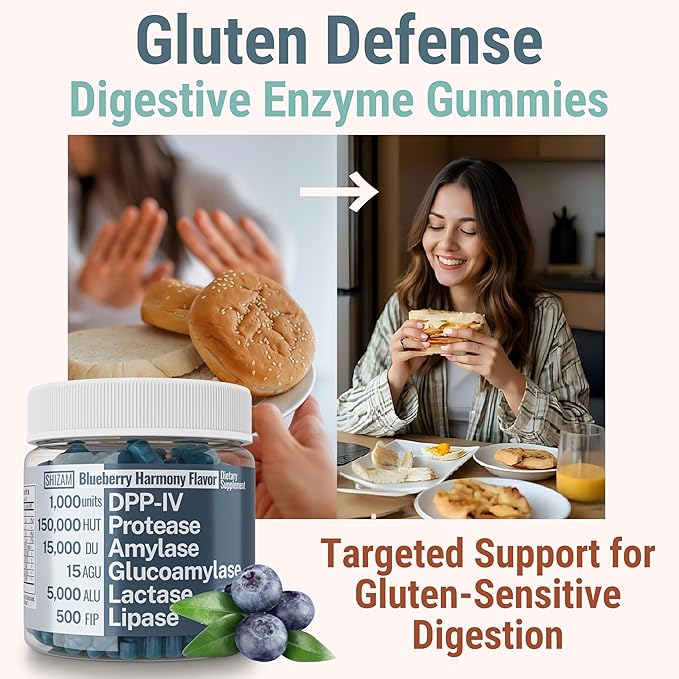 Gluten & Lactase Digestive Enzyme Gummies – Lactase Pancreatic Enzymes with DPP‑IV Lipase Gluco‑Amylase Lactase, Drops Chewables Capsules Pills Powder Supplement Alt, Pancreatic Support, for Kids