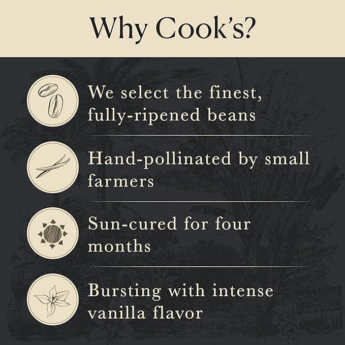 Cook's, Pure Cookie Vanilla Extract, Floral Vanilla Extract for Cakes, Cookies, Pastries, Ice Creams, 128 Ounces (1 Gallon)