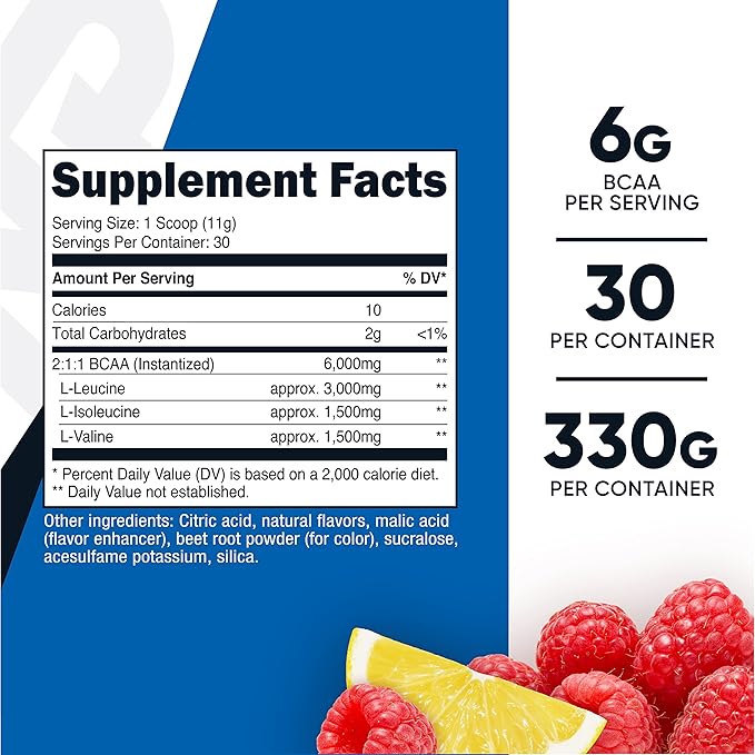 Nutricost BCAA Powder 2:1:1 (Raspberry Lemonade, 30 Servings)
