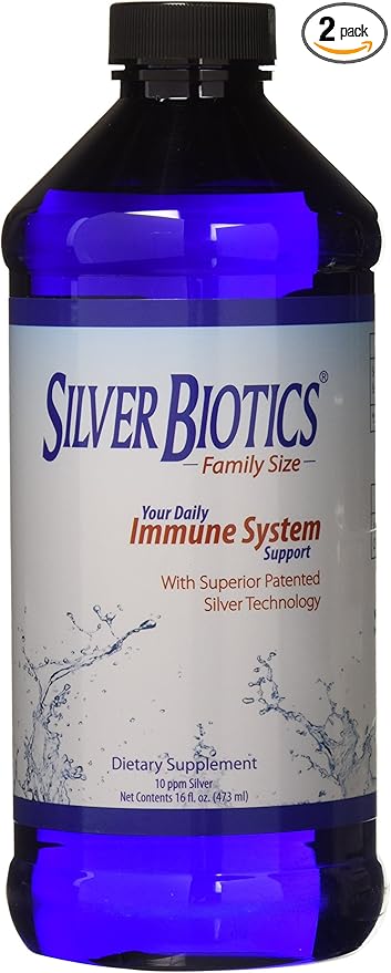Silver Biotics Colloidal Nano SilverSol Ag₄O₄ 10 PPM Immune Support | Bio-Hacking Immune Building Natural Support | 16 Fl Oz (Pack of 2)