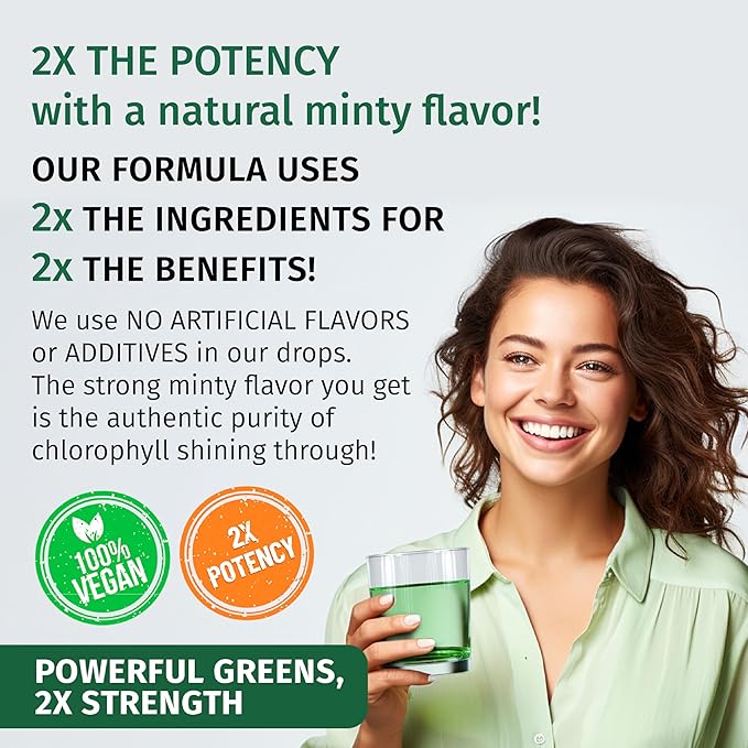 (4 Pack) 4-in-1 Vegan Chlorophyll Liquid Drops 7000mg for Immune Support, Energy, Gut and Skin Health - Liquid Chlorophyll - Internal Deodorant Enriched with Chlorella, Spirulina, & Copper, 8 Fl Oz