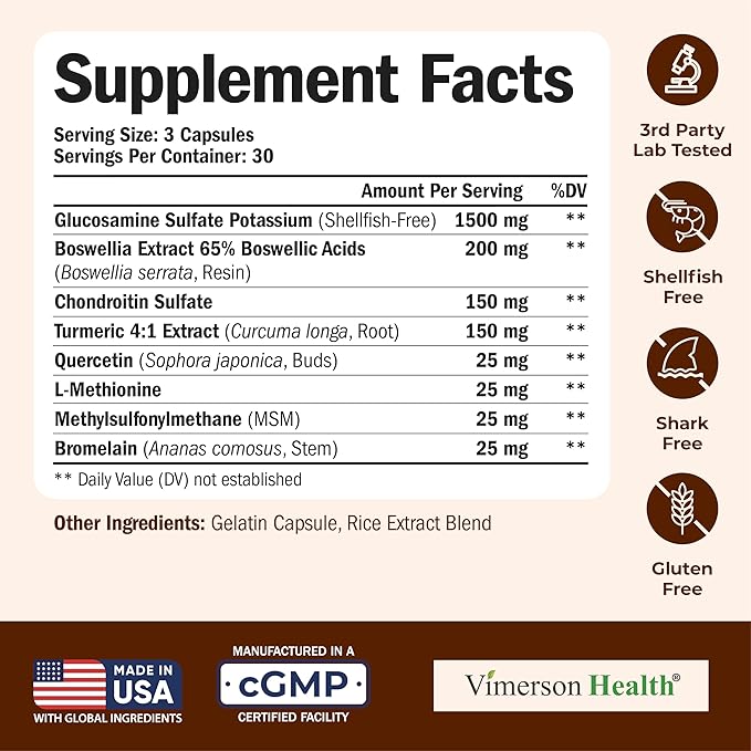 Glucosamine Chondroitin MSM and Turmeric Supplement – Joint Support Supplement for Women and Men with Boswellia and Chondroitin Sulfate – for Cartilage, Joint Health and Flexibility – 2 Pack
