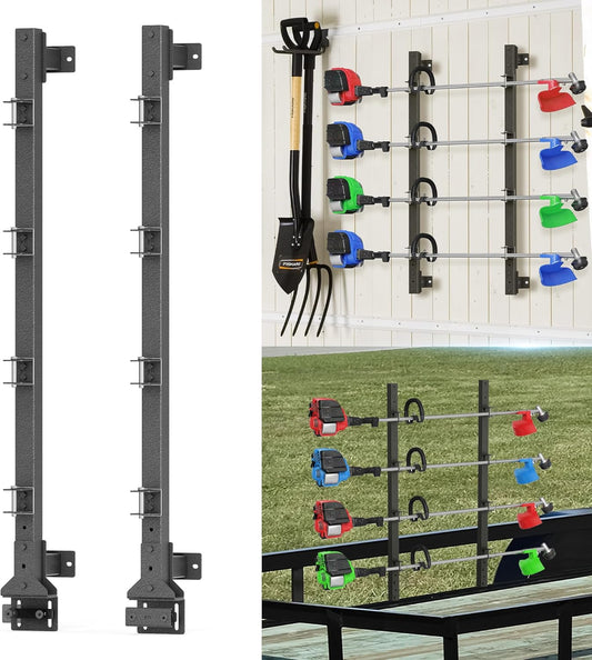 Trimmer Rack, 4 Place Heavy Duty Weedeater Rack for Walls, Open and Enclosed Trailers with Locks, Black Steel