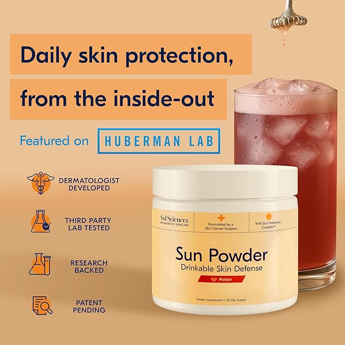 The First 3-in-1 Drinkable Skincare, by World-Class Dermatologist & Skin Surgeon, Regenerative Formula, Nicotinamide, Collagen Peptides, Biotin, Glutathione (30 Servings, Melon Sunrise)