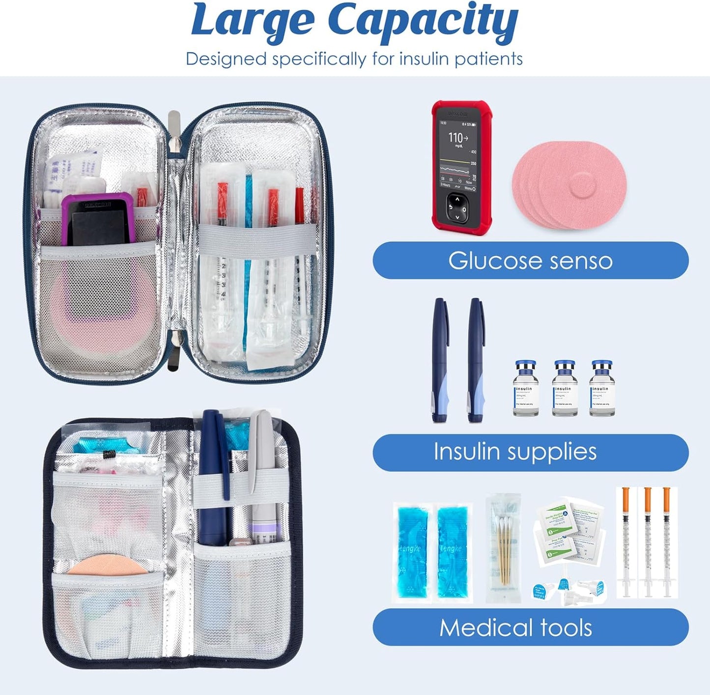 YOUSHARES Insulin Cooler Travel Case - Diabetic Insulated Organizer Portable Cooling Bag for Medication Cooling Insulation, Insulin Pen Case with 2 TSA Approved Cooler Ice Pack (Tropical Rainforest)