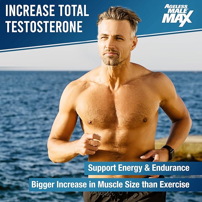 Ageless Male Max Total Testosterone Booster for Men (180 Caplets, 3-Pack)