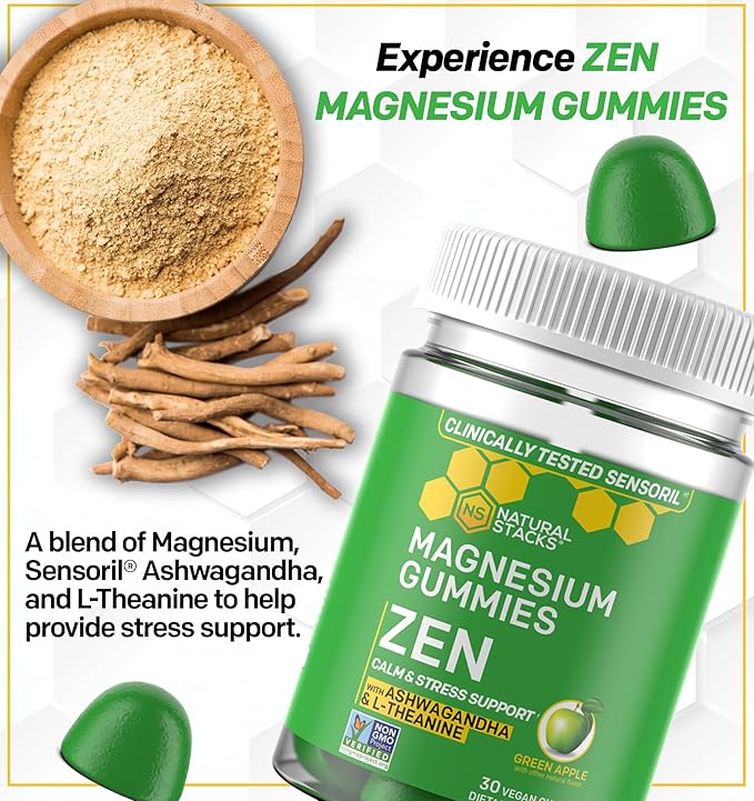 NATURAL STACKS Magtech Magnesium Drink Mix + Zen Magnesium Gummies Bundle - 4 Forms of Magnesium - Calm & Stress Support* Supports Brain Health* - 35 Servings